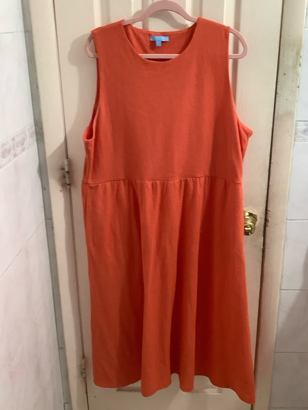 Draper James RSVP Dress Womens Size 2xl Orange Knit Sleeveless Midi Pockets